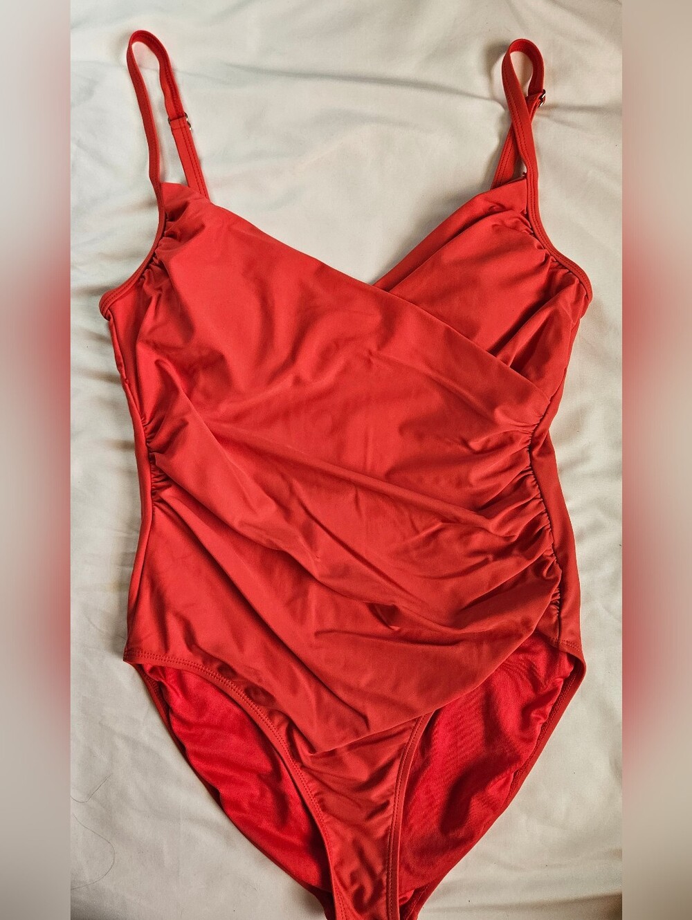 Caribbean Joe Womens Bright Pink One Piece Adjustable Strap Swimsuit Size 10